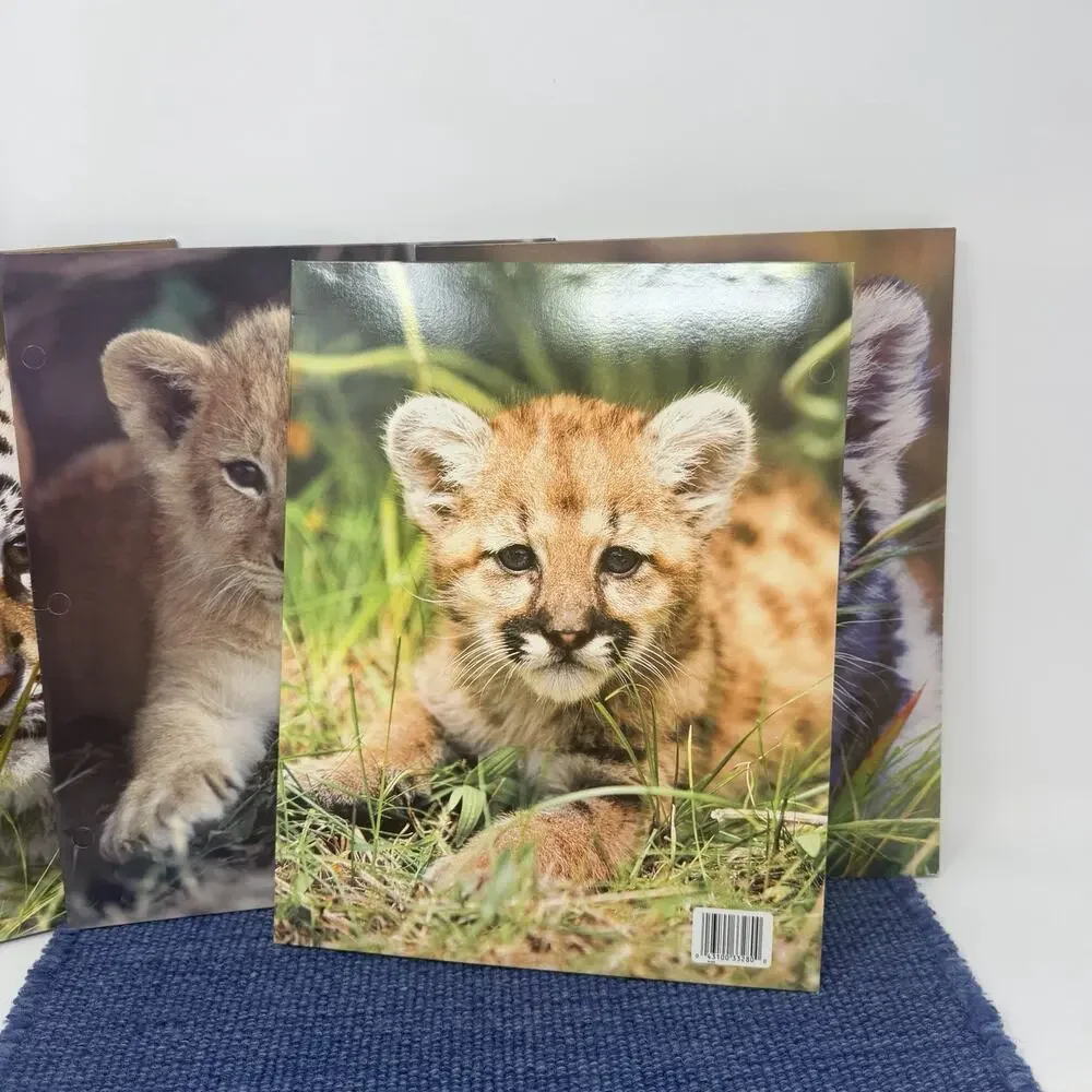 4 Vintage 80's MEAD Zoo Portfolio Pocket Folders Baby Animals LOT Retro Cute
